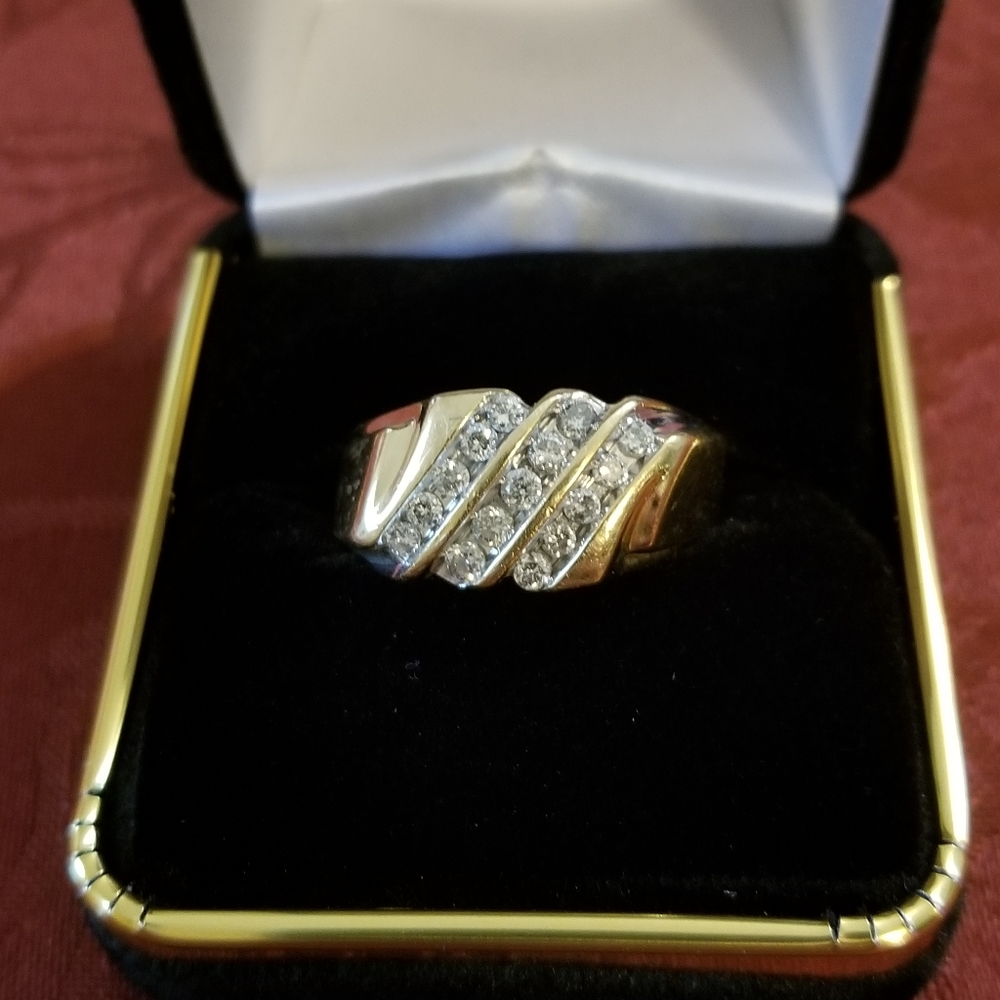 Lady's Diamond Triple Row Ring in 14k Yellow Gold